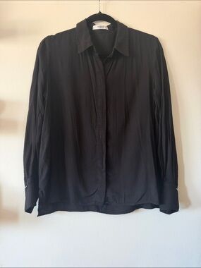 Mango|Women’s Black Long-Sleeve Button Down Shirt|Large